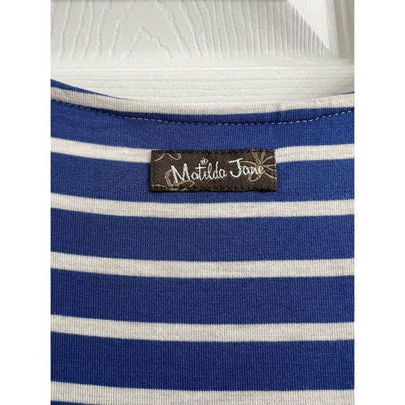 Matilda Jane Women’s Size Small Maxi Dress, Out Of The Blue, Blue & Gray Stripe! - Picture 6 of 6